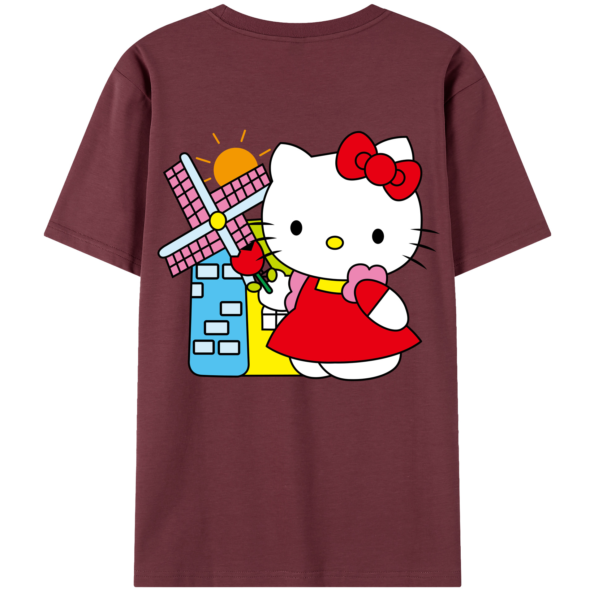 （画像用） Hello Kitty ハローキティ 綿100％半袖Tシャツ（背面プリント）